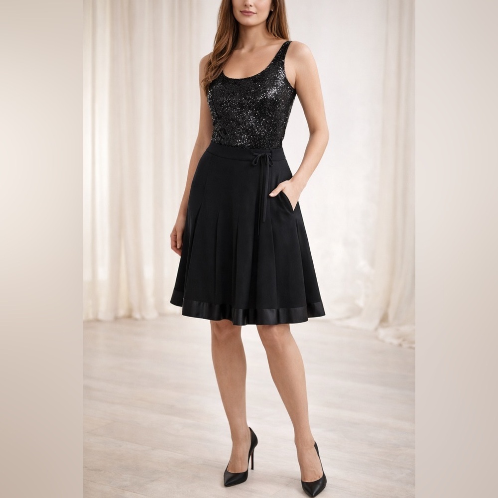 Angelo Tarlazzi - Black Pleated Fit & Flare - 6